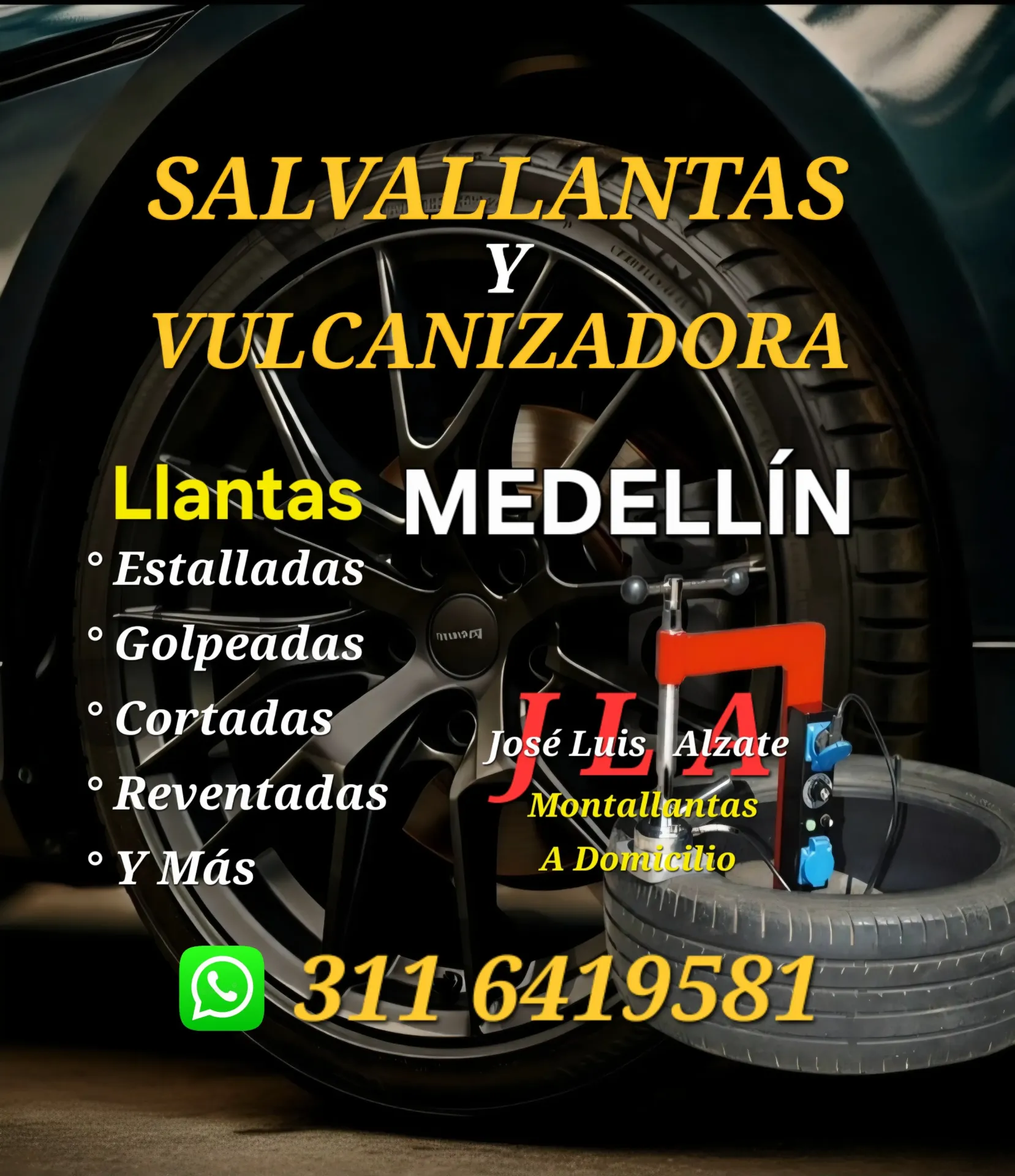 VULCANIZADA DE LLANTAS: °Estalladas, °Cortadas, °Golpeadas,  °Reventadas          °Y Más
